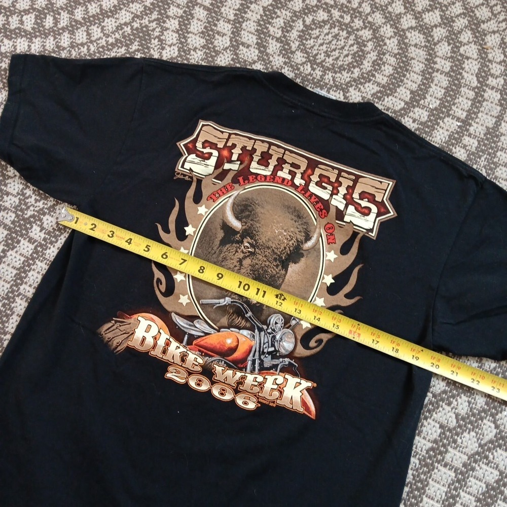 Harley Davidson T-shirt LARGE VTG Sturgis 2006 Buffalo PUFF INK John Lear Signed - Picture 9 of 10